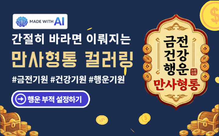 MADE WITH AI 간절히 바라면 이뤄지는 만사형통 컬러링 #금전기원 #건강기원 #행운기원 -> 행운 부적 설정하기- 금전건강행운 만사형통
