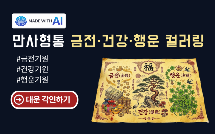 MADE WITH AI 만사형통  금전,건강,행운 컬러링 #금전기원 #건강기원 #행운기원 - 대운 각인하기